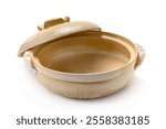 Japanese cooking pot clay pot on white background