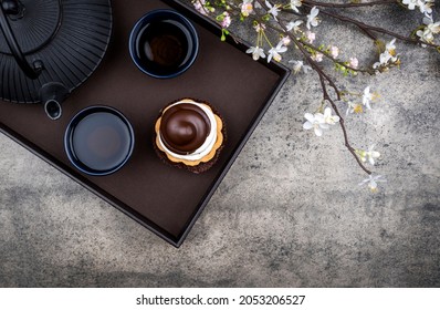  Japanese Cups Of Tea And Teapot