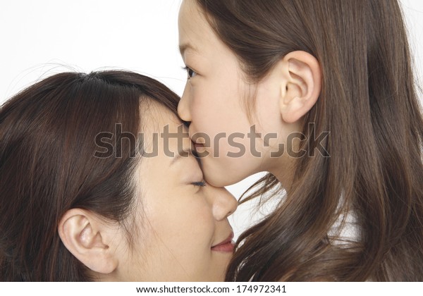 Japanese Grils Kissing