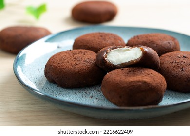 Japanese Dessert Chocolate Tiramisu Mochi Or Glutinous Rice Ball