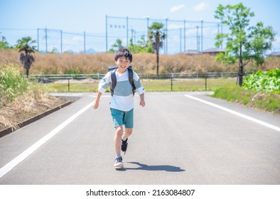 Japanese Elementary School Boy Running School Stock Photo 2163084807 ...