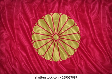 Japanese Emperor Flag Pattern On The Fabric Texture ,vintage Style