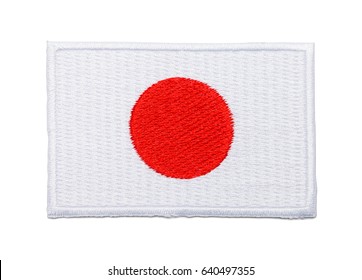 Japanese Fabric Uniform Flag Patch Isolated On White Background.