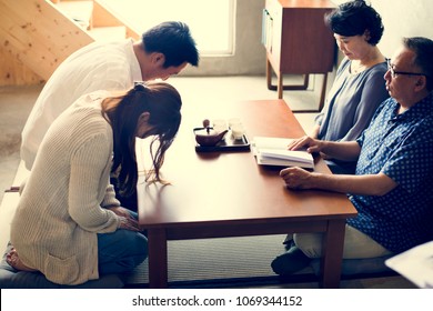 Japanese Family Paying Respect