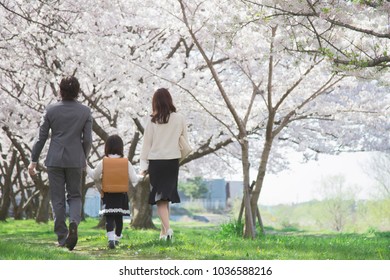 日本人 家族 後ろ姿 の写真素材 画像 写真 Shutterstock