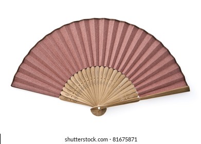 Japanese Folding Fan Isolated On White Background