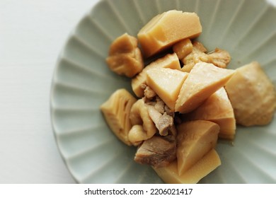 Japanese Food, Braised Bamboo Shoot And Chicken For Spring Comfort Food Image