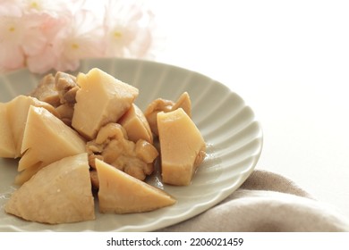 Japanese Food, Braised Bamboo Shoot And Chicken For Spring Comfort Food Image