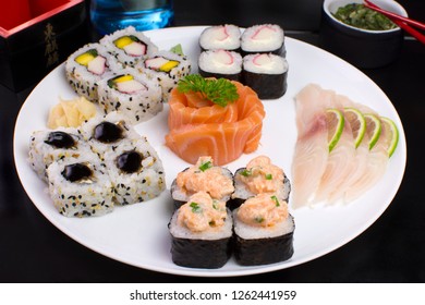 Japanese Food Combo Of Sushis And Sahimis