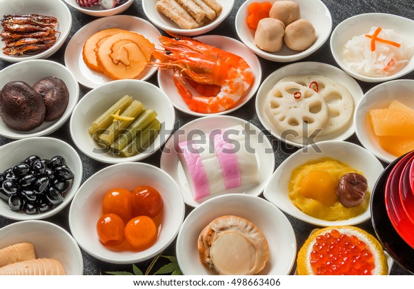 Japanese Food New Year Dishes Tradition 스톡 사진(지금 편집) 498663406