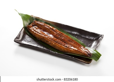 Japanese Food Roast Eel ( Unagi ) On Bamboo Grass