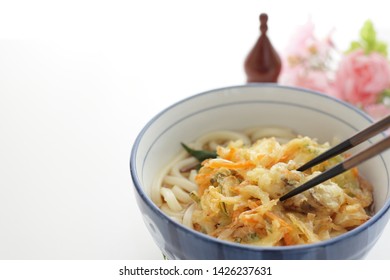 Japanese Food, Scallop Tempura On Udon Noodles