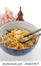 Japanese Food, Scallop Tempura On Udon Noodles