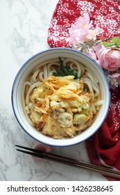 Japanese Food, Scallop Tempura On Udon Noodles