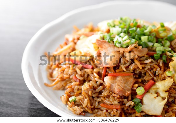 Japanese Food Sobameshi Fried Noodles Rice Stock Photo Edit Now