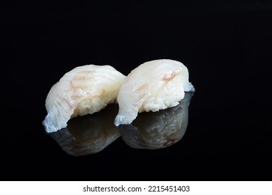 Japanese Food Yellowtail Nigiri On Black Background