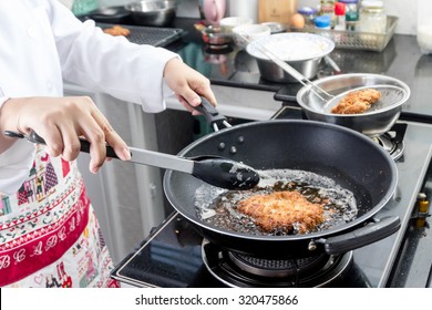 Japanese Fried Pork Making In Frying Pan