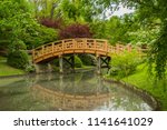 Japanese Garden Bridge and reflection in pond - St. Louis, Missouri, May 2017