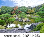 Japanese garden at Ohori Koen Donguri Park in Fukuoka prefecture, Kyushu, Japan.