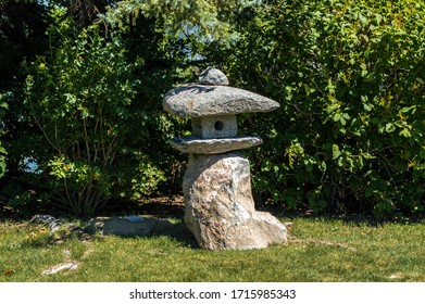 Japanese garden stone formation in Lethbridge, Alberta.