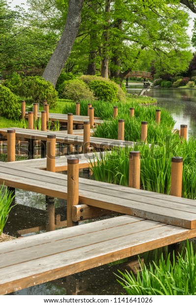 Japanese Garden Zen Bridge Walkway St Stock Photo Edit Now 1141641026