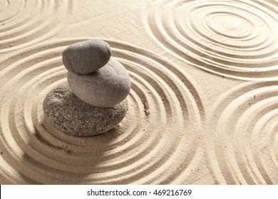 Japanese Zen Garden Stone Raked Sand Stock Photo (Edit Now) 1167257569