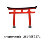 Japanese gate or Torii gate, iconic architecture of Japan, isolated on white background.