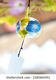 Japanese Glass Wind Chime Swaying In The Wind