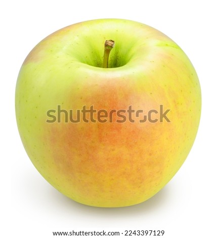 Japanese Green Orin honey core Apple isolated on white, Fresh Yellow and Green Apple Isolated on White background, With work path.
