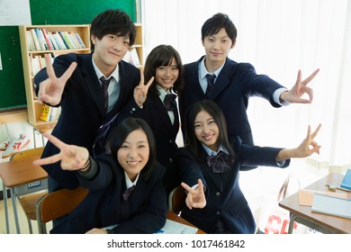 Japanese High School Students In Class