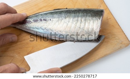 Japanese horse mackerel with the head and scute removed.