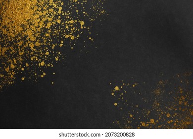 Japanese Image Background With Gold Splash Pattern On Matte Black Paper	
