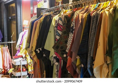 Japanese Kimono Boutique Shop Rail Of Haori Silk Jackets