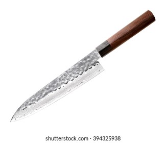 Japanese Kitchen Knife Gyuto Isolated On White.