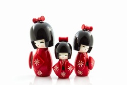 Japanese Kokeshi Dolls, Made Of Wood And Is One Of The Most Famous Japanese Dolls And Toys. 
