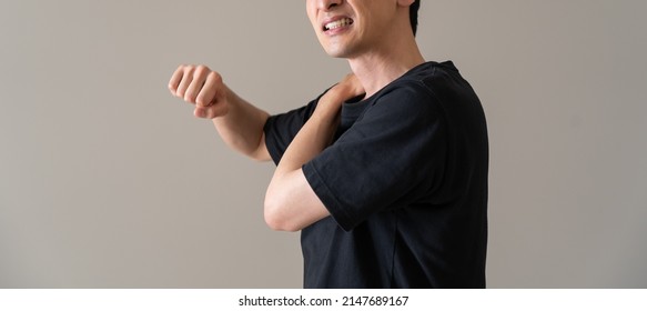 Japanese Man Complaining Of Neck Pain