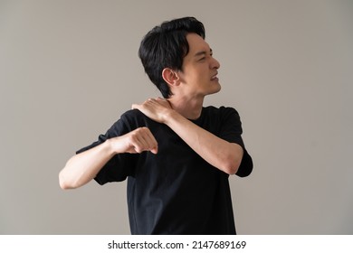 Japanese Man Complaining Of Neck Pain