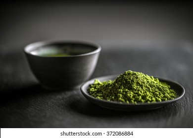 Japanese matcha green tea and tea powder