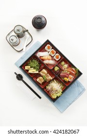 Japanese Meal In A Box (Bento) On White Background