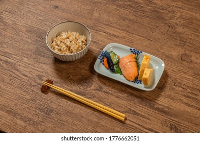 Japanese Meal Rice And Side Dish And Miso Soup Set