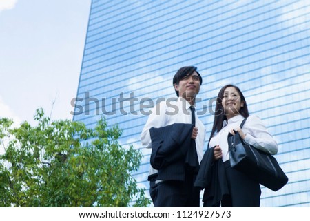 Japanese men and women of the young company employee