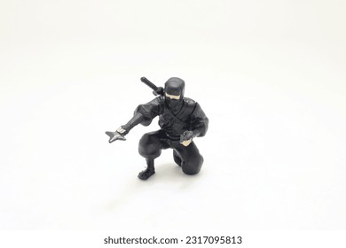 the Japanese ninja figurine on white background