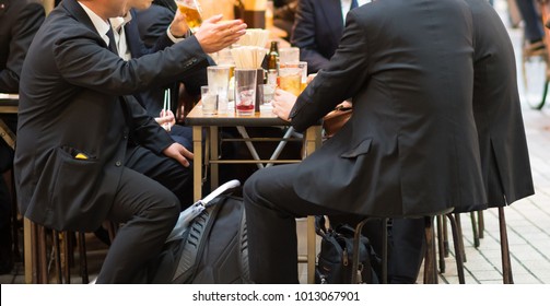 Japanese Office Man In Japan Bar(Izakaya).