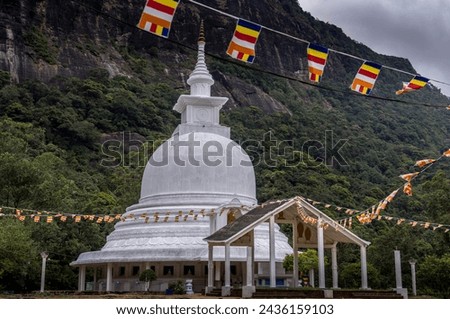 Japanese Peace Pagoda or Sama Chaitya, A Buddhist stupa on the way to Adam's Peak or Sri Pada, Sri Lanka.