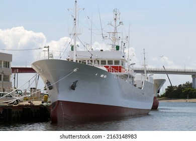 Japanese Pelagic Tuna Fishing Boat Moored In A Harbor.