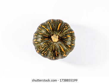 Japanese Pumpkin Isolated On White Background. Top View.