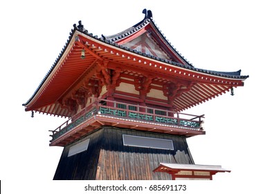 Japanese red roof temple isolated with clipping path, large wooden japan monastery on white background. Buddhist building landmark travel. Old Asia famous culture icon. - Powered by Shutterstock