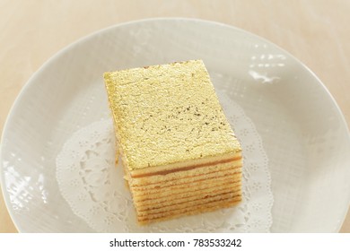 Japanese Regional Food, Gold Leaf Cake For Gourmet Image