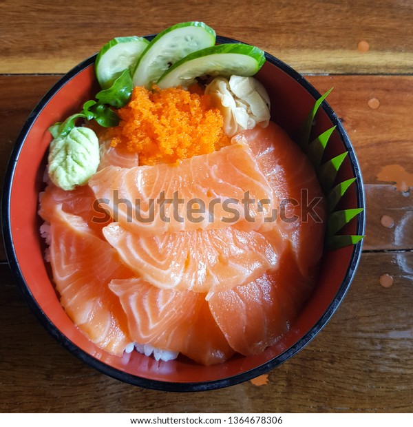 Japanese Rice Salmon Sashimi Tobiko Sashimi Stock Photo Edit Now 1364678306