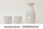 Japanese sake on a white background.Sake is Japanese rice wine.